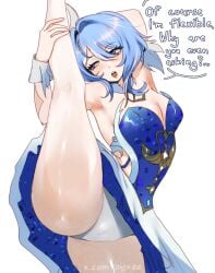 1girls artist_request ass ass_focus female female_focus genshin_impact light-skinned_female light_skin odette_(genshin_impact) one_leg_up solo stretching thick_thighs thighs wide_hips