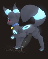 absurd_res animal_genitalia animal_penis anus aroused balls bell big_balls big_knot big_penis big_tail bioluminescence black_background black_nose black_penis black_pupils blue_collar blush bodily_fluids canid canine canine_penis cheek_tuft collar draco_(draco) eeveelution embarrassed erection excessive_precum facial_tuft fan_character feral genital_fluids genitals glowing glowing_pawpads hi_res huge_balls huge_cock knot looking_back male mammal messy nintendo pawpads pdart penis pokémon_(species) pokemon pokemon_gsc precum precum_drip precum_on_ground precum_on_penis presenting presenting_penis pupils quadruped raised_leg raised_tail rear_view red_sclera shiny_pokemon simple_background solo standing tuft umbreon video_games