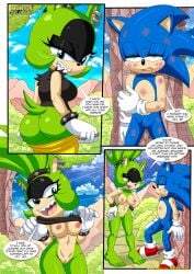 1boy 1girls 5_toes anthro ass barefoot bbmbbf breasts comic feet female humanoid_feet male male/female mobian mobian_(species) mobius_unleashed naked nipples nude palcomix pussy sega soles sonic_(series) sonic_team sonic_the_hedgehog sonic_the_hedgehog_(series) surge_the_tenrec toes undressing