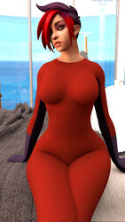 3d ash_(paladins) big_breasts paladins red_hair short_hair thick_thighs wide_hips