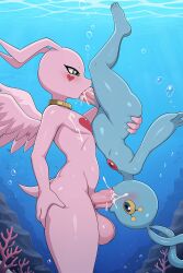 3_fingers 4_fingers 5_toes absurd_res ai_generated antennae_(anatomy) anthro anthro_on_anthro anthro_penetrated anthro_penetrating anthro_penetrating_anthro balls bandai_namco big_balls big_penis biped blue_body blue_eyes blush blush_lines bodily_fluids bubble crossover cum cum_in_mouth cum_inside cum_on_body cum_on_chest cum_on_face cum_on_penis cum_on_tongue digimon digimon_(species) duo feet fellatio fingers floating generation_4_pokemon genital_fluids genitals gold_ring green_eyes hand_on_butt heart_(marking) hi_res holding_partner huge_balls huge_penis legendary_pokemon long_ears looking_at_partner's_penis male male/male male_penetrated male_penetrating male_penetrating_male manaphy marineangemon markings nintendo oral penetration penile penis penis_in_mouth pink_body pokemon pokemon_(species) sex standing tail toes tongue tongue_out tongue_out_fellatio underwater underwater_sex upside_down vein veiny_penis water wings yellow_markings yellow_sclera yiff_ai_(director)