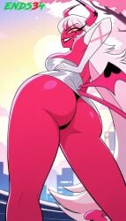 ai_generated ass_bigger_than_head ass_focus big_breasts demon_girl dress ends34 female female_only helluva_boss horns verosika_mayday_(helluva_boss)