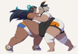 bea_(pokemon) dark-skinned_female fat_female grappling jeetdoh nessa_(pokemon) obese_female ssbbw sumo_wrestling wrestling