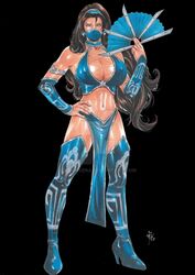 1girls 2d asian ed_benes_studio edenian fan kitana kitana_(mk9) lanio_sena large_breasts loincloth mortal_kombat mortal_kombat_(2011) mouth_mask tagme tanned_skin thigh_highs war_fan watermark