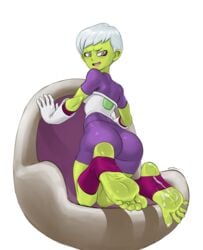 1girls alien ass barefoot bodysuit cheelai clothed clothed_female clothing cum cum_on_feet cum_on_toes dragon_ball dragon_ball_super feet foot_fetish foot_focus green_skin implied_footjob pov_feet presenting_feet skin_tight skinsuit soles solo staerk stirrup_legwear tight_clothing toeless_legwear toes white_hair