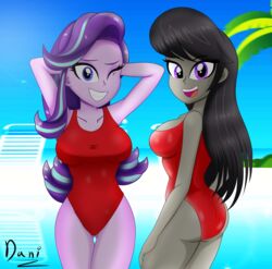 baywatch_(cosplay) baywatch_(franchise) crossover danielitamlp_(artist) equestria_girls friendship_is_magic humanized multiple_girls my_little_pony octavia_melody starlight_glimmer swimsuit