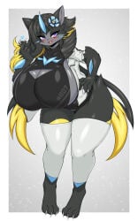 aurora_(nbanoob) big_breasts breasts cleavage female furry huge_breasts mega_zeraora pokemon pokemon_(species) tagme tailzkim thick_thighs wide_hips zeraora