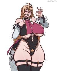 1girls breasts cissia_(zenless_zone_zero) female female_focus female_only large_breasts light-skinned_female light_skin looking_at_viewer saltdrawyou solo thick_thighs thighhighs thighs white_background wide_hips zenless_zone_zero