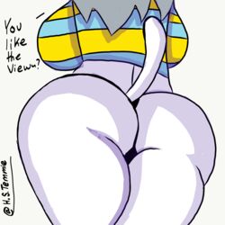 1girl 1girls anthro ass big_ass cat_humanoid cat_tail clothing female from_behind h-s-temmie tagme temmie temmie_(undertale) text undertale