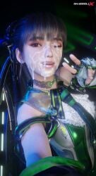 1girls 3d 3d_(artwork) 3d_artwork 3d_model 3d_render absurd_res absurd_resolution absurdres android cum cum_on_face eve_(stellar_blade) facial high_quality high_resolution highres ponytail robot_girl selfie semen semen_on_face shaddoll_x smiling stellar_blade taking_picture taking_selfie