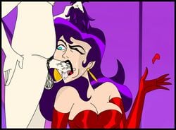 1girls circe circe_(dc) cum cum_in_mouth dc fellatio jacobparis9 justice_league justice_league_unlimited male/female oral pubes sex sinisterpimp straight surprised unseen_male_face