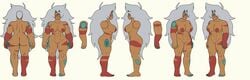 abs ass character_sheet colorized corrupted_gem curvy from_behind full_body jasper_(steven_universe) large_breasts mrswindle94 muscles muscular muscular_female nude orange_skin pose standing steven_universe unknowingest white_background