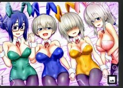 animal_ears asai_ami blinding_bangs bunny_ears bunnysuit pointy_chin tagme take_(shokumu-taiman) uzaki-chan_wa_asobitai! uzaki_hana uzaki_tsuki uzaki_yanagi