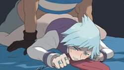 2boys anal blue_hair blush bottomless gay male male/male male_only male_penetrated male_penetrating male_penetrating_male nintendo pokemon pokemon_oras pokemon_rse precum rape steven_stone_(pokemon) sweat tsumeotoko yaoi