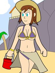 a_hat_in_time beach bikini blue_eyes brown_hair cute hat_adult hat_kid