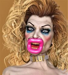 balls big_lips bimbo blonde blonde_hair breasts choker eyelashes eyeliner eyeshadow female futanari gif_author grandmother granny hag huge_balls huge_breasts huge_cock intersex lipstick older_female penis skinny slut_collar veins veiny_penis yellow_teeth yuck_mouth