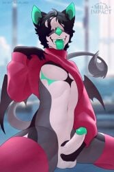 anthro back_wings balls bat black_hair black_membrane blurred_background bottomless bottomless_anthro bottomless_male clothed clothing erection fangs femboy fur genitals grey_body grey_fur hair hair_over_eyes hi_res highlights_(coloring) humanoid_genitalia humanoid_penis kneeling leaf-nosed_bat legwear legwear_only male mammal mastectomy_scar membrane_(anatomy) membranous_wings microbat mila.moraes mostly_nude open_mouth open_smile penis scar simple_background smile solo stockings stockings_only tail tail_tuft teeth tongue tongue_out tuft vampire_bat white_highlights wings yangochiropteran