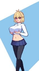 ahoge alternate_breast_size alternate_version_available animated arcueid_brunestud ass belly big_breasts black_pantyhose blonde_hair blush breasts breasts_bigger_than_head clothed color female full_body grabbing grabbing_own_breast groping groping_breast groping_self holding holding_breast huge_breasts jewelry large_breasts legs lifting_shirt melty_blood midriff navel necklace nipples pantyhose pixel_art raptorbr_ raptorbr_(artist) red_eyes revealing skirt squeezing stomach sweater thick_thighs top_heavy tsukihime tummy type-moon vampire vampire_girl wide_hips