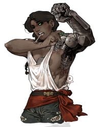 astra_militarum cybernetic_arm cybernetics dark_skinned_female green_eyes imperial_guard imperial_officer imperium_of_man muscular muscular_female qsy tomboy warhammer_(franchise) warhammer_40k