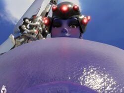 1girls 3d 3d_(artwork) big_breasts blizzard_entertainment breasts extreme_size_difference female female_focus female_only giantess gigantic_breasts gun huge_breasts larger_female lazza_(artist) looking_at_viewer loving_gaze loving_look lustful_gaze macro macro_female micro_pov naked naked_female nude nude_female nudity overwatch overwatch_2 pov purple_skin purple_skinned_female solo solo_female solo_focus video_game_character weapon