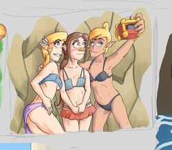 3girls bwooper1 female female_only female_with_female medli multiple_girls nintendo panties princess_zelda swimsuit swimwear tetra the_legend_of_zelda toon_zelda wind_waker