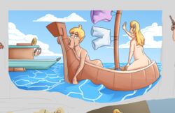 1boy 2girls ass bwooper1 casual casual_nudity female female_with_female large_ass male male_with_female multiple_girls nintendo nude princess_zelda swimsuit swimwear tetra the_legend_of_zelda toon_zelda wide_hips wind_waker