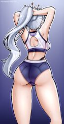 ass ass_focus big_butt dumptruck_ass fixing_hair morbite rwby rwby_ice_queendom tagme weiss_schnee white_hair