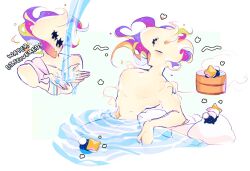 green_hair hotsprings male_only muscles nebu_(lah_net) nebulahnei orange_hair pink_hair purple_hair star thighs water white_hair yellow_eyes