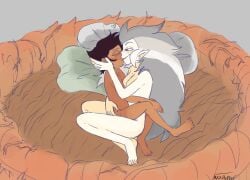 age_difference breasts casual dark-skinned_female disney embrace female interracial milf nonsexual_nudity nude pale-skinned_female pointy_ears sleeping teenager the_owl_house wholesome xxxchillipepper_(artist) yuri