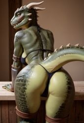 2024 ai_generated anthro anus_peek argonian bethesda breasts butt carnivalecloudmuncher female furry looking_back raised_tail rear_view reptile scalie self_upload skimpy solo tagme tail the_elder_scrolls