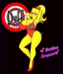 after_transformation bart_simpson bartina_simpson big_breasts duff_beer genderswap_(mtf) high_heels one-piece_swimsuit rule_63 the_simpsons