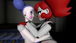 2girls 3d animatronic ballora ballora_(fnafsl) ballora_(spiderjunior10) bedroom_eyes circus_baby circus_baby_(fnaf) female female_only five_nights_at_freddy's imminent_sex looking_at_another nude summer_of_87_baby