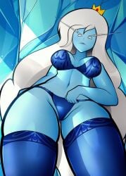 adventure_time arkeus bikini blue_skin crown female female_focus female_only ice_queen_(adventure_time) looking_at_viewer looking_down_at_viewer tagme white_hair