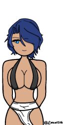 1girls big_breasts bikini bikini_top bikini_top_only blue_eyes blue_hair breasts drawing enza1316 female female_focus fit fit_female looking_at_viewer medium_breasts oc original_character solo solo_female tagme white_background