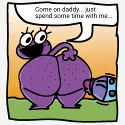 accurate_art_style adoptive_daughter adoptive_father adoptive_incest amphibian anthro ass big_butt cat_kid_comic_club dav_pilkey duo erection female female/female fish frog incest mechanical_penis megabox purple_skin simple_background simple_shading speech_bubble tadpole