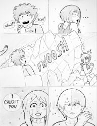 big_ass big_butt black_and_white comic deku ice izuku_midoriya midoriya_izuku my_hero_academia ochako_uraraka ronic_lagann shouto_todoroki surprised text_bubble todoroki_shouto uraraka_ochako