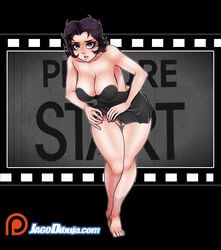 1girls betty_boop big_breasts black_hair dress female female_only flapper high_resolution jago_dibuja no_panties pubic_hair pussy solo