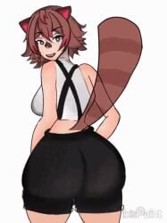 1girls animal_ears animal_tail animated ass back_view breasts brown_hair kemonomimi latam_virtual_youtuber looking_at_viewer multicolored_hair raccoon_ears raccoon_tail rakkun red_hair short_hair solo_female tagme thighs vic_zero virtual_youtuber vtuber vtuberfanart