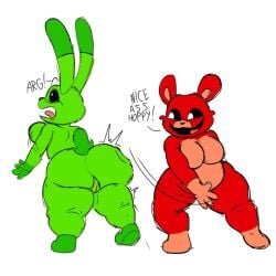 anthro anthro_on_anthro anthro_only bear bobby_bearhug bunny critters_(poppy_playtime) domestic_rabbit furry_only green_body green_fur green_skin hoppy_hopscotch hoppy_hopscotch_(poppy_playtime) mrlittlesheep no_humans pink_belly poppy_playtime poppy_playtime_(chapter_3) rabbit red_body red_fur red_skin sex smiling_critters tagme