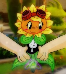 blush googles half_dressed lord_kross_(artist) masturbation plant plant_girl plants_vs_zombies:_heroes shy solar_flare_(pvz) source_request sunflower tagme video_games