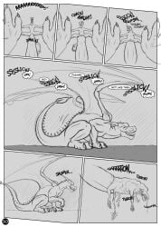 2013 ahastar ahastar_(artist) anthro anthro_penetrated begging bolt_(diablo_the_rex) collaboration comic deinonychus diablo_the_rex dinosaur dragon dromaeosaurid duo english_text erection european_mythology extreme_size_difference feral feral_penetrating forced genitals greyscale hi_res impaled_by_penis larger_feral male male/male mangled monochrome mythological_creature mythological_scalie mythology penetration penis prehistoric_species rape reptile ridiculous_fit scalie size_difference smaller_anthro speech_bubble text theropod western_dragon