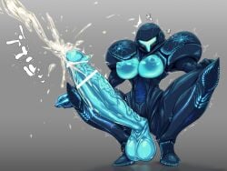 1futa armored_dark_samus bad_link bar_censor blue_body blue_light blue_trim blush boots breasts breasts_out censored cock_out cum dark_samus ejaculation female female_ejaculation futa_only futanari gradient_background grey_background hands-free hands_on_own_knees handsfree_ejaculation helmet huge_cock knee_boots large_breasts metroid nipples orgasm penis pochincoff shiny_skin solo squatting thick_thighs thighs veins veiny_penis wince