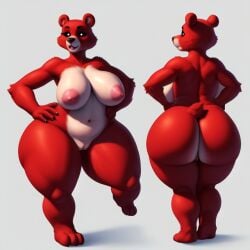 1female 1girls ai_generated anthro back_view bear big_ass big_breasts big_butt big_hips bobby_bearhug breasts breasts_bigger_than_head breasts_out critters_(poppy_playtime) female female_focus female_only front_and_back front_view furry_only hips hips_wider_than_shoulders no_humans pink_belly poppy_playtime poppy_playtime_(chapter_3) pussy red_body red_fur red_skin smiling_critters solo solo_female solo_focus tagme