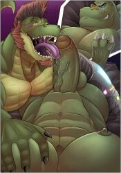 absurd_res adel_the_lizard adelthelizard alligator alligatorid anthony_milko anthro balls biceps big_muscles blue_eyes croc crocodile crocodilian crocodylid digital_media_(artwork) duo gator_(streamer) genitals green_body hair hi_res humanoid invader_(invaderthegator) lizard male male/male male_penetrated male_penetrating male_penetrating_male muscular muscular_male nipples nude open_mouth oral pecs penetration penis reptile scalie sex size_difference smile tail teeth tongue tongue_out yellow_eyes