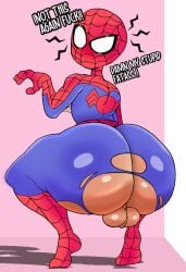 big_butt english_text femboy furu_flami gay huge_ass male_only marvel marvel_comics mask ripped_clothing spider-man spider-man_(series) suit thick_ass