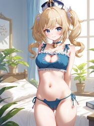 absurd_res ai_generated barbara_(genshin_impact) bell cameltoe cat_lingerie cute genshin_impact medium_breasts ministro navel