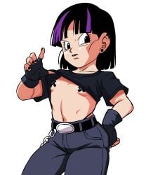 aged_up crop_top divine_wine dragon_ball goth pan_(dragon_ball) solo_female tape