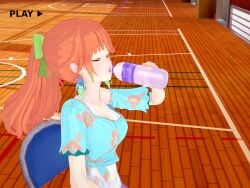 3d alternative_costume drinking hololive hololive_english koikatsu ponytail randomfella0 sitting solo takanashi_kiara virtual_youtuber water_bottle