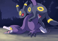 black_eyes color cum dinosaur eeveelution female feral fur interspecies irene male night nintendo nude open_mouth outdoors penis pokemon pokemon_(species) red_eyes sex side_view straight tagme testicles tongue tongue_out umbreon yellow_sclera