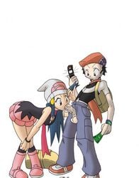 1girls boots dawn_(pokemon) female human lucas_(pokemon) male pokemon pokemon_dppt straight trainer_(artist)